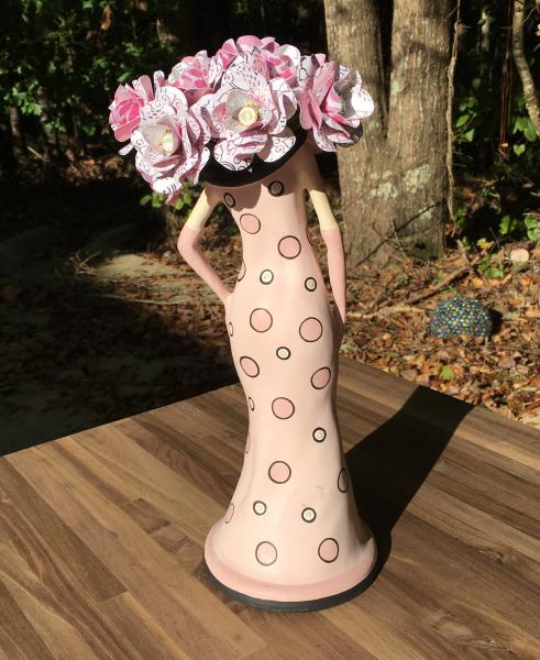 Hand-cut paper roses arrangement in Lady Vase picture