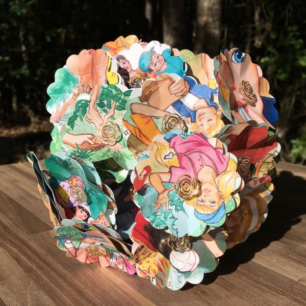 Barbie, Scavenger Hunt, little golden book hand-cut paper flower arrangement