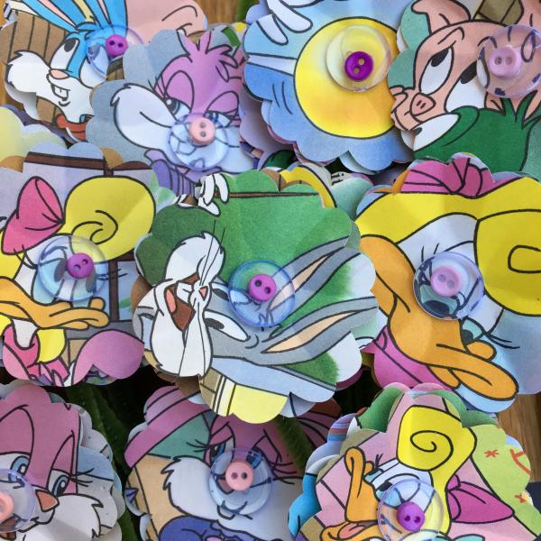 Tiny Toons hand-cut paper flower bouquet picture