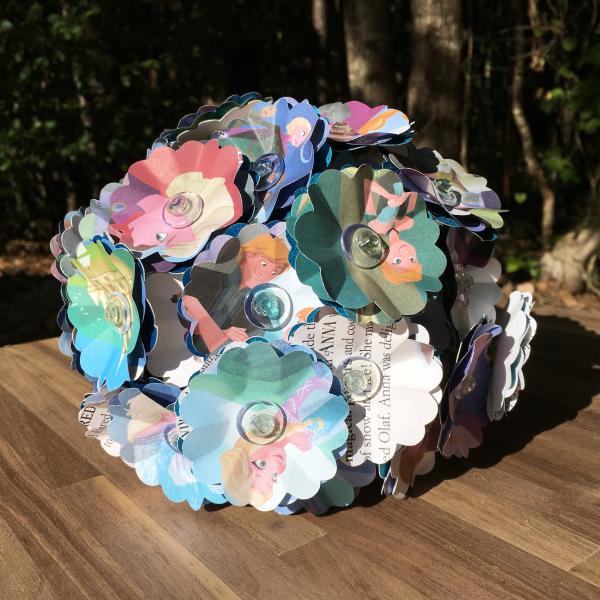 Frozen little golden book hand-cut paper flower arrangement