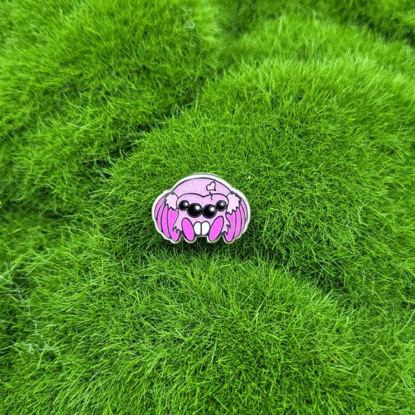 Lavender Glitter Spider Mini Pin