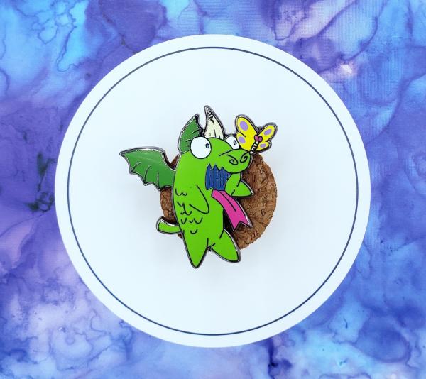 Chasing Butterfly Puppydragon 1.25" Hard Enamel Pin