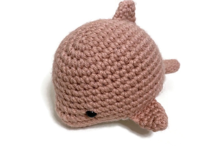 Crochet Amigurumi Rose Pink Dolphin Plush picture