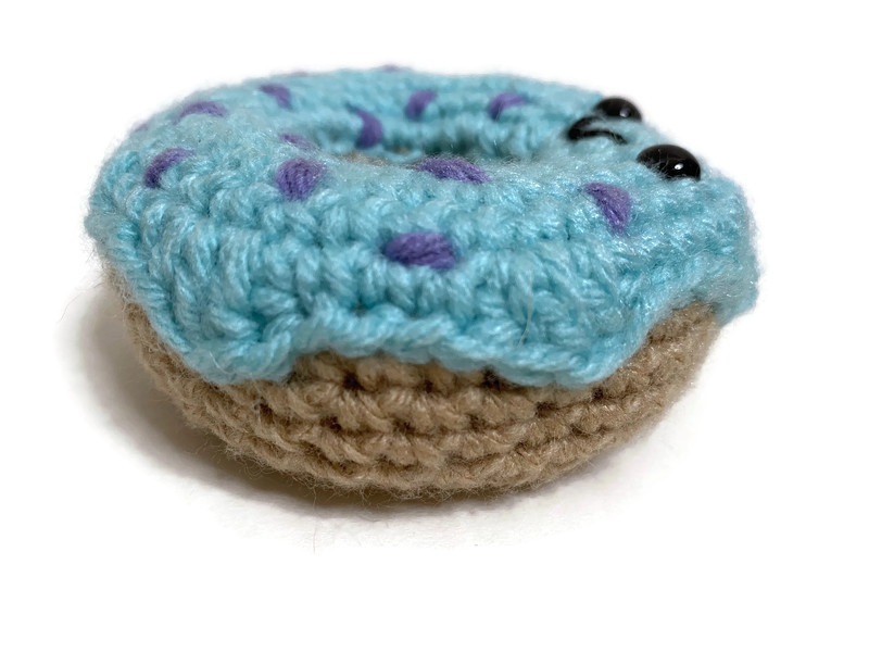 Crochet Amigurumi Donut Blueberry with Purple Sprinkles Plush picture
