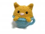 Crochet Amigurumi Orange Tabby Kitty in a Teacup Plush