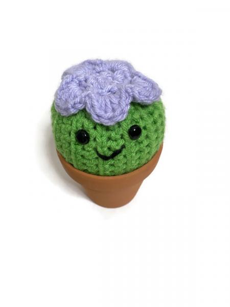 Crochet Amigurumi Purple Flower Cactus Plush- Comes With Pot! picture