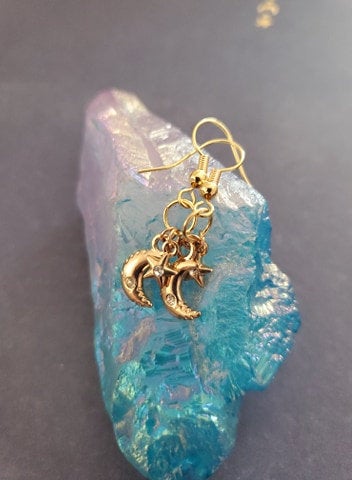Moon and Star Earrings, Moon, Star,  Moonlight,  Earrings, Magic, Witchy, Earthy, Mori Kei, Mori, Cosplay