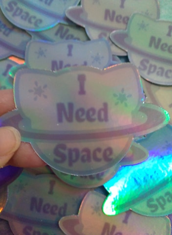 Rainbow Holographic I Need Space Vinyl Sticker picture