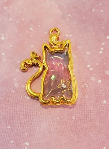 Rainbow Kitty Stained Glass Resin Pendant picture