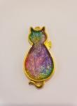 Rainbow Sparkle Stained Glass Kitty Resin Pendant