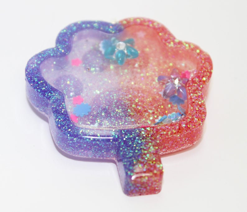 Resin Paw Print Shaker, Shaker Charm, Resin Charm, Resin Art, Rainbow, Necklace, Kawaii, Fairy Kei, Sugar Lagoon picture