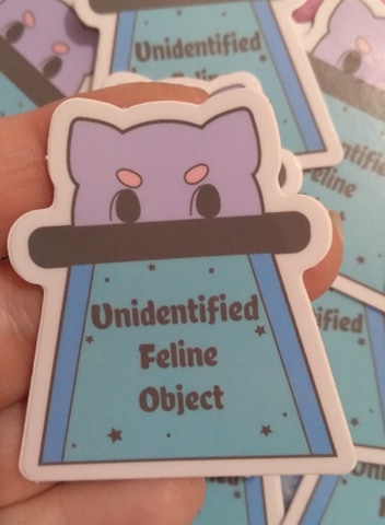UFO Unidentified Feline Object Vinyl Sticker