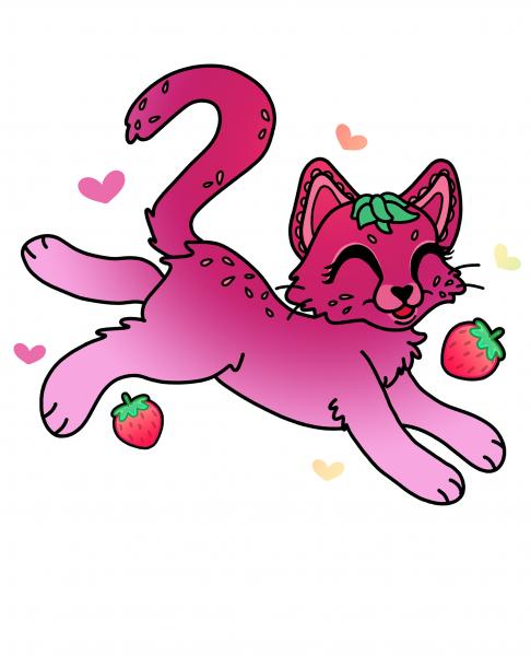 Kittyums Strawpurry Vinyl Sticker