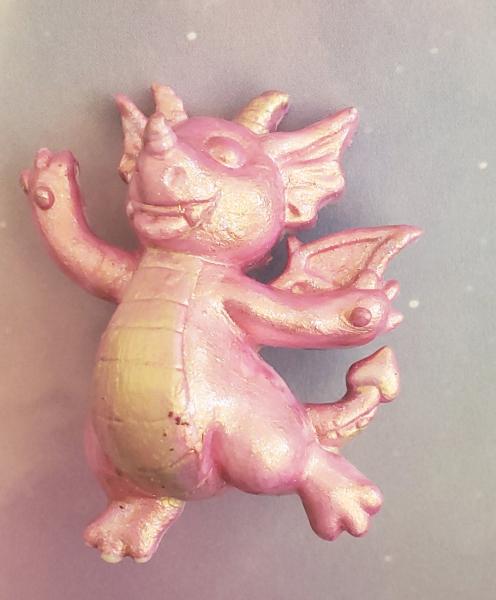 Hand Painted OOAK Rosy Dragon Resin Pin picture