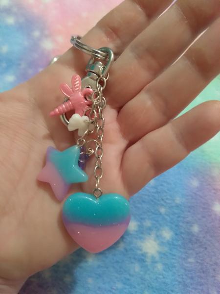 Pastel Hearts Kawaii Charm Keychain picture