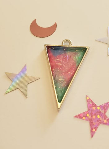 Galaxy Pyramid Stained Glass Resin Pendant picture