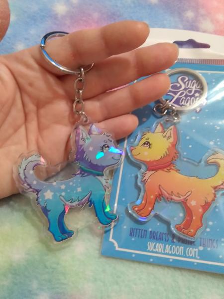 Comet and Moonbeam - Cosmic Puppy Keychain