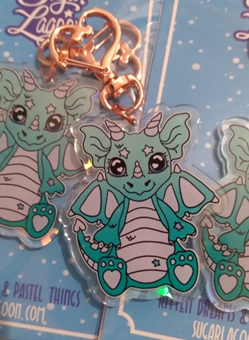 Dual Sided Candy Dragon Holographic Keychain picture