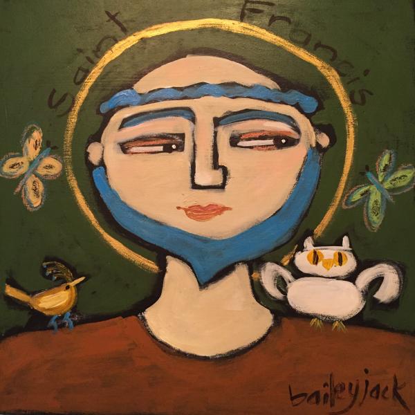 Saint Francis Yellow Bird 12x12 picture