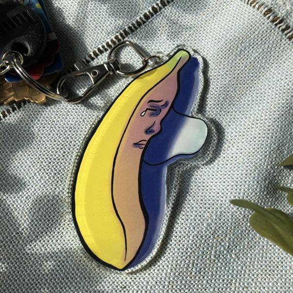 Sad Banana Clear Acrylic Keychain picture