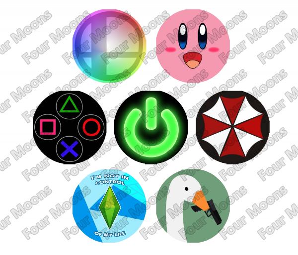 Assorted Video Games Button Set (7) picture