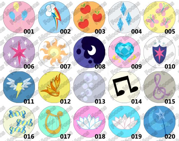 Pick Any 3 My Little Pony: Friendship is Magic Cutie Mark Buttons picture