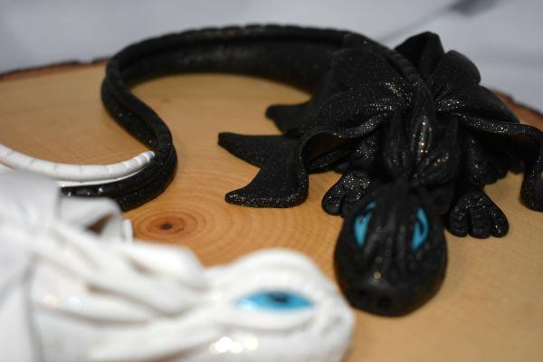 White and Black Clay Dragon Pair picture