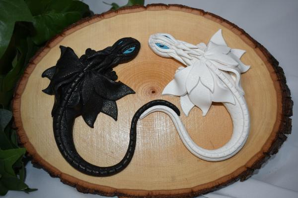 White and Black Clay Dragon Pair picture