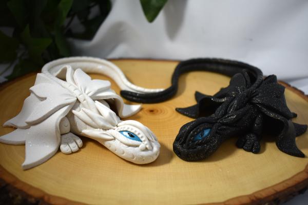 White and Black Clay Dragon Pair picture