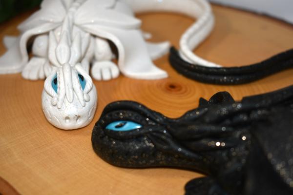 White and Black Clay Dragon Pair picture