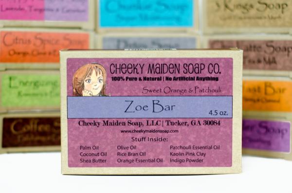 ZOE BAR SOAP: PATCHOULI + SWEET ORANGE 4.5 OZ. picture