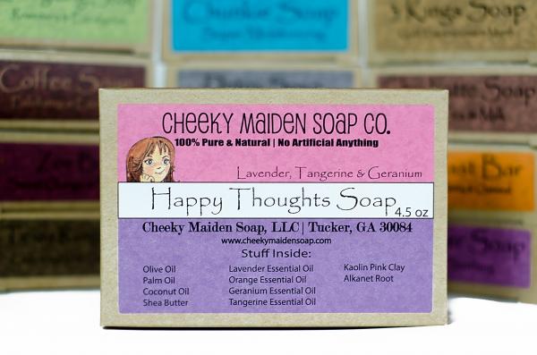 HAPPY THOUGHTS SOAP: GERANIUM + LAVENDER + TANGERINE 4.5 OZ. picture