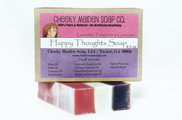 HAPPY THOUGHTS SOAP: GERANIUM + LAVENDER + TANGERINE 4.5 OZ. picture