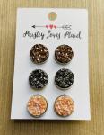 Druzy Set of 3 Pairs 12mm Earrings Silver Setting