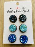 Druzy Set of 3 Pairs of Earrings 12mm Post Style