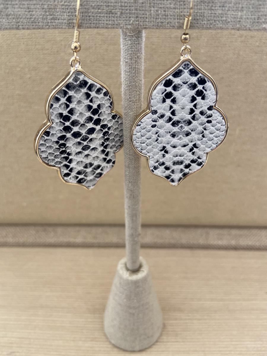 Skye Quatrefoil Snakeskin Print Earrings picture