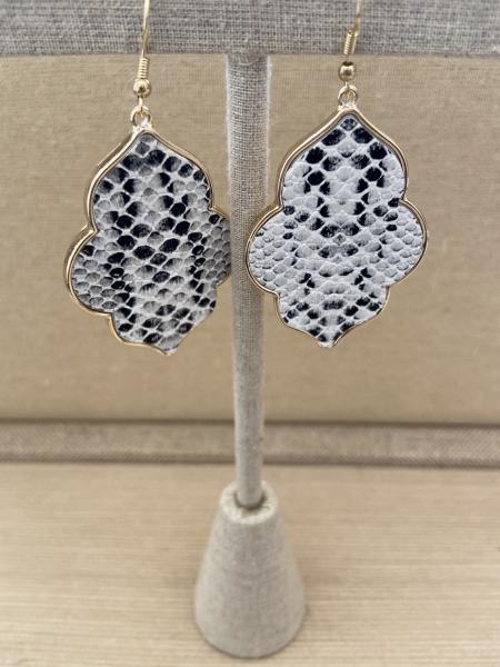 Skye Quatrefoil Snakeskin Print Earrings picture