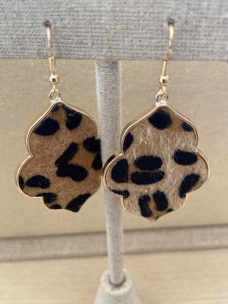 Skye Too Leopard Print Quatrefoil Earrings picture