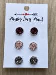 Mini Druzy Earrings 3 Pair Set 8mm Holiday Sparkle