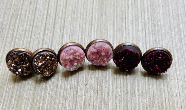 Druzy Earring Set of 3 Pairs 12mm Posts picture