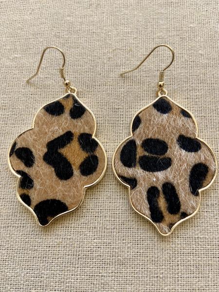 Skye Too Leopard Print Quatrefoil Earrings picture