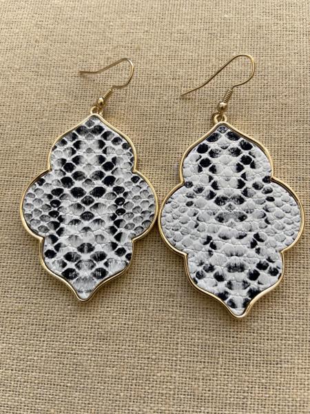 Skye Quatrefoil Snakeskin Print Earrings