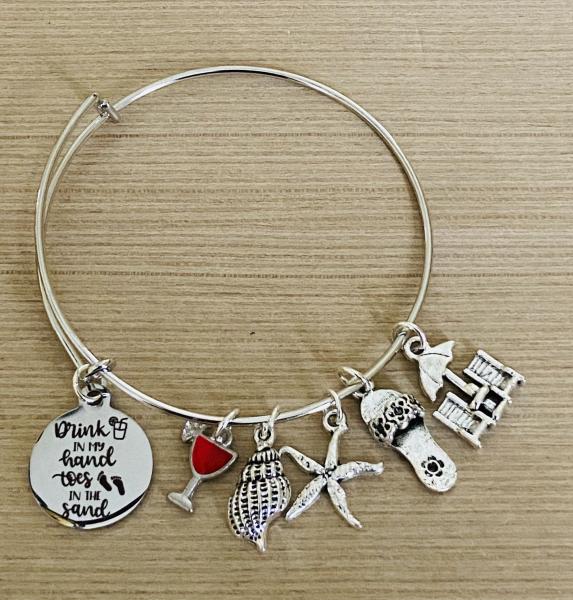 Women’s Beach Drink In The Hand Toes In The Sand Charm Bracelet picture