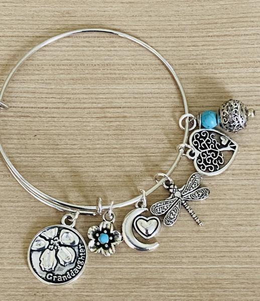 Women’s Granddaughter Silver & Turquoise Theme Charm Bracelet picture