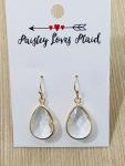Clear Color Glass Faceted Tear Drop Style Earrings 1”