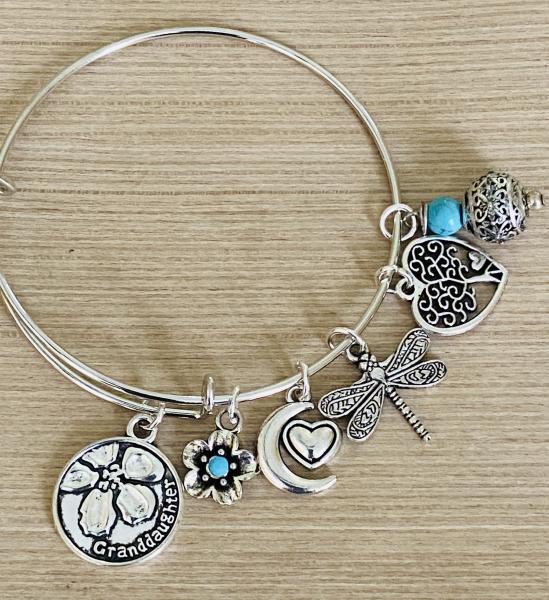 Women’s Granddaughter Silver & Turquoise Theme Charm Bracelet picture