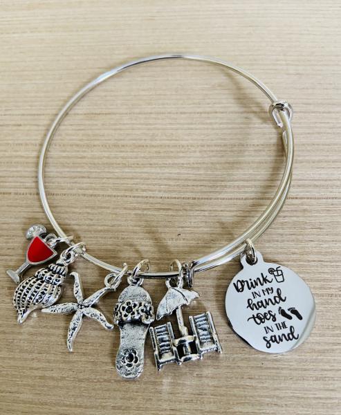 Women’s Beach Drink In The Hand Toes In The Sand Charm Bracelet picture