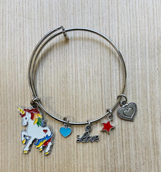 Girls Unicorn Theme Charm Bracelet Ages 6-12 picture