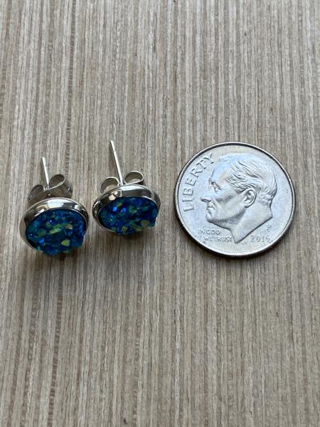 Mini Druzy Earrings 3 Pair Set 8mm Pastel Colors picture