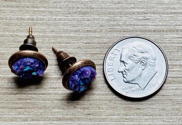 Mini Druzy Earrings 3 Pair Set Lavender & White picture
